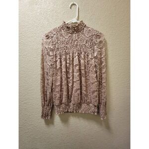 CABLE & GAUGE Lace Blouse Lined Womens Size Small in Vintage Rose
